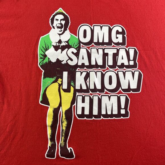 Elf Movie Shirt Mens Extra Large Red OMG Santa I Know Him Christmas Buddy Xmas - Picture 3 of 7